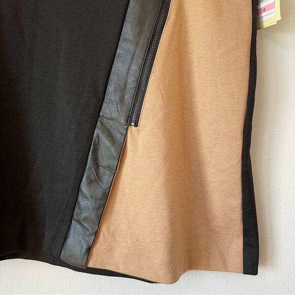 Eci New York Color Block Faux Leather A-Line Skirt - Picture 4 of 9
